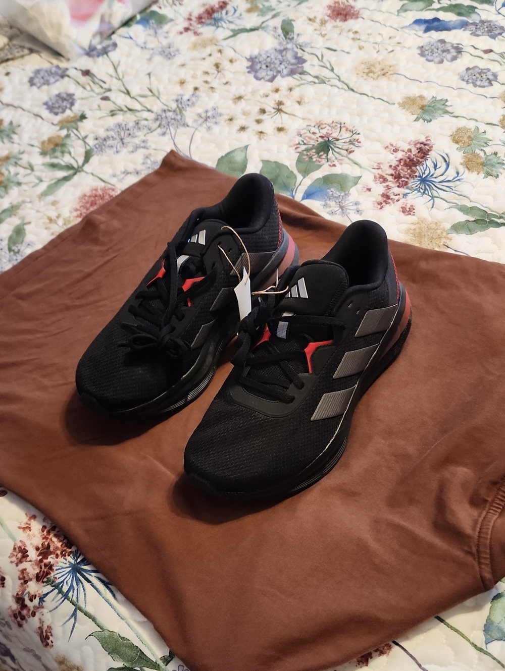 adidas Men’s Black Athletic Shoes with Red and Silver Accents